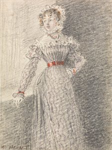 Flicka med rött bälte av William Henry Hunt