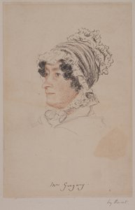 Mrs Hannah Gregory (röd och grå krita på papper) av William Henry Hunt