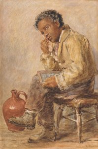 Porträtt av en ung man med en griffeltavla av William Henry Hunt