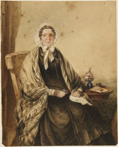 Porträtt av en sittande kvinna med sjal av William Henry Hunt