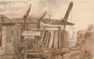 Byggnaden av Waterloo Bridge av William Henry Hunt