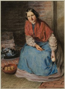 Kvinna som skalar äpplen (bläck och akvarell på papper) av William Henry Hunt