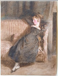 Ung flicka sover på en soffa (wc och penna) av William Henry Hunt