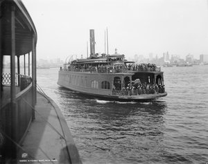 En färja, New York, ca 1900 (s/v foto)