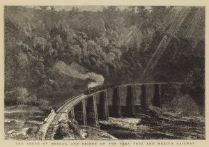 Gorge of Metlac och bron på Vera Cruz och Mexico Railway