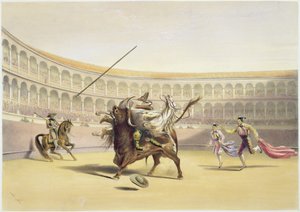 Tjuren kastar Picador och häst, 1865