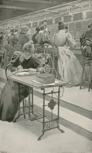 På jobbet i ett telefonrum av William Henry Margetson