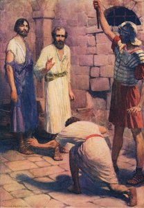 Paul och Silas i fängelse, från The Bible Picture Book utgiven av Thomas Nelson, c.1950