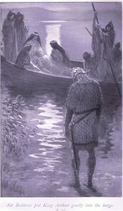Sir Bedivere satte försiktigt kung Arthur i pråmen