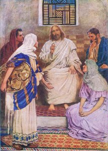 De två systrarna, från The Bible Picture Book utgiven av Thomas Nelson, c.1950 av William Henry Margetson