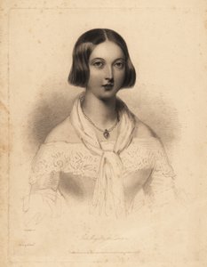 Unga drottning Victoria, tidigt 20-tal. Stålstiftsgravyr av William Henry Mote efter en illustration av William Drummond från Charles Heath