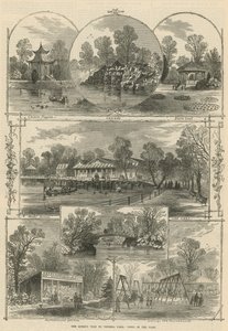 Drottningens besök i Victoria Park: utsikt i parken (gravyr)