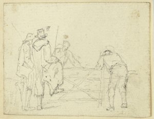 Fem figurer vid porten av William Henry Pyne