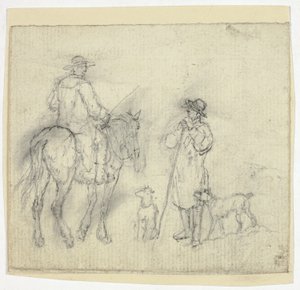 Man med hundar och en annan till häst av William Henry Pyne