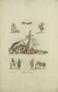 Camp Scenes, 1803 (färgad etsning) av William Henry after Pyne