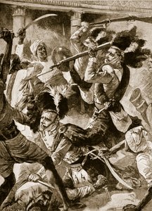 The Second Relief of Lucknow, november 1857 (litho) av William Heysham (after) Overend