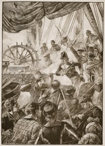 Ett trettiotal av besättningen gjorde en liten uppvisning av motstånd, illustration från "Battles of the Nineteenth Century" av Archibald Forbes, G.A. Henty och major Arthur Griffiths