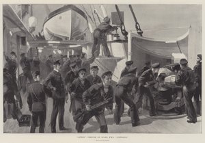 Åtgärdsövning ombord på HMS Australia av William Heysham Overend