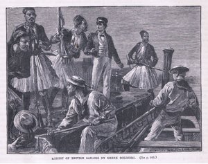 De brittiska sjömännen arresterades av grekiska soldater år 1850