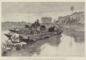 Båtar på Myetthafloden vid Gungaw, i Yaw Country, nordvästra Burmah av William Heysham Overend