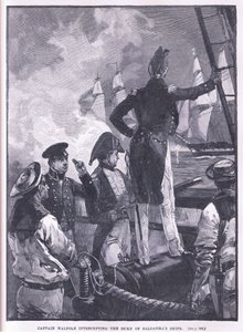 Kapten Walpole avlyssnar hertigen av Saldanhas fartyg.