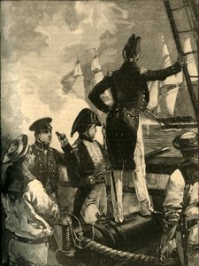 Kapten William Walpole avlyssnar hertigen av Saldanhas skepp, Liberal Wars, 1829 c1890. av William Heysham Overend