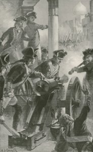 Clive håller staden och fortet Arcot mot fransmännen och deras allierade av William Heysham Overend