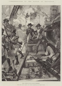 Åminnelse av slaget vid Trafalgar, HMS Victory den 21 oktober 1805, vid Trafalgar av William Heysham Overend