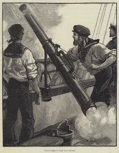 Avfyra raketer ombord på HMS Monarch av William Heysham Overend