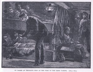 Ombord på ett emigrantfartyg vid tiden för den irländska svälten 1846 e.Kr