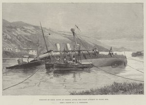 Position för HMS Howe på Ferrol efter det första försöket att uppfostra henne av William Heysham Overend