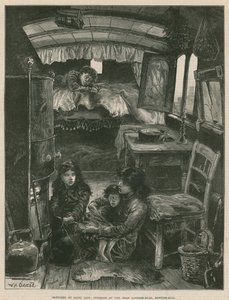 Skisser av Gipsy Life; Interiör av Van nära Latimer Road, Notting Hill (gravyr) av William Heysham Overend