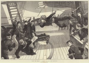 Släng apan! En skiss ombord på HMS Inconstant av William Heysham Overend