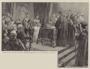 Statsbesök i City of London, presenterar Freedom of City till prinsen, 8 juni 1863 av William Heysham Overend