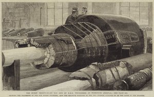 Den sprängda trettioåtta ton tunga kanonen från HMS Thunderer i Woolwich Arsenal
