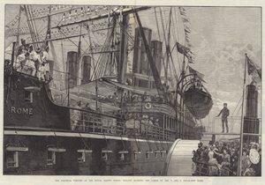 De koloniala besökarna i Royal Albert Docks, Malays som bemannar varvet på P and O Steam-Ship Rome.