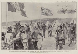 The Eastern Crisis, scen på bastionen av makternas jordarbetsfort i utkanten av Canea, med deras respektive flaggor vajande av William Heysham Overend