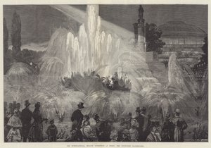 Den internationella hälsoutställningen på natten, fontänerna upplysta av William Heysham Overend