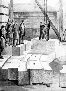 The New Eddystone Lighthouse: The Stone-Cutting Establishment at Oreston, illustration från 