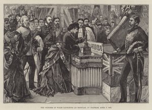 Prinsessan av Wales lanserar en Ironclad i Chatham den 7 april 1875