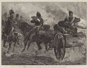 The Royal Review at Aldershot, Nordenfelt Gun öppnar eld för att täcka Advance of the 10th Hussars