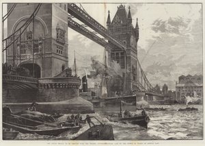 Tower Bridge, som ska resas över Themsen, grundstenen lades av prinsen av Wales på måndagen sist