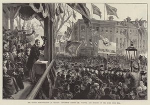 Ulster-demonstrationen i Belfast, procession som passerade Mr Balfour och bränning av hemstyrepropositionen