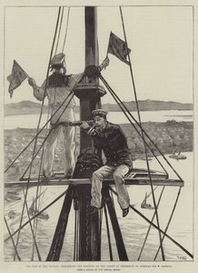 Kriget i Soudan, som signalerar fiendens position vid Trinkitat till amiral Sir W Hewett av William Heysham Overend