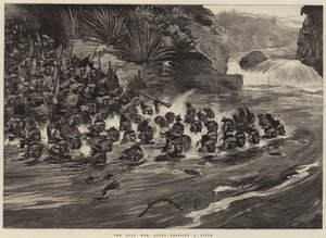 Zulukriget, zuluerna korsar en flod