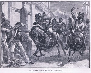 De rebelliska Sepoys i Delhi 1857 AD