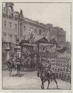 Frivilliggranskning inför drottningen i Buckingham Palace I lördags marscherade Artists