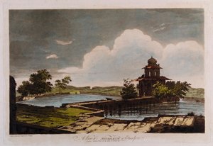 Vy över ett mausoleum vid Etmadpoor av William Hodges