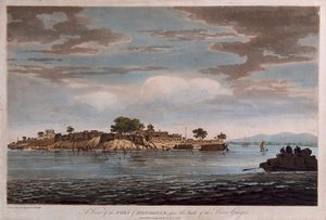 En vy över fortet Mongheer, vid stranden av floden Ganges av William Hodges