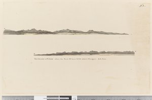 Page 3 Profil av ön St. Jago, Kap Verde Island. Med titeln The Island of St Jago där punkten D bär WSW avlägsna 3 ligor. AA ansluter sig